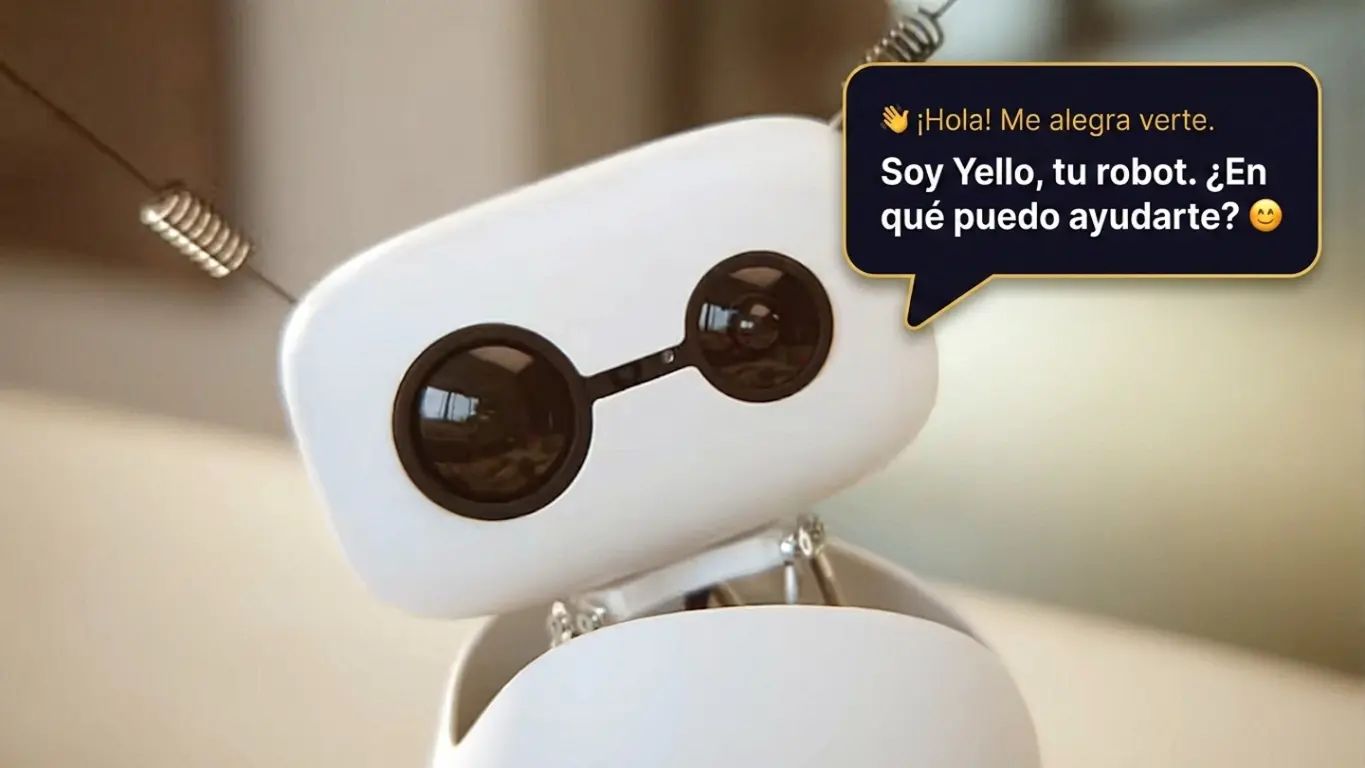 WOW Greeter — robot Reachy Mini como recepcionista en la entrada de una cafetería, saludando a los clientes